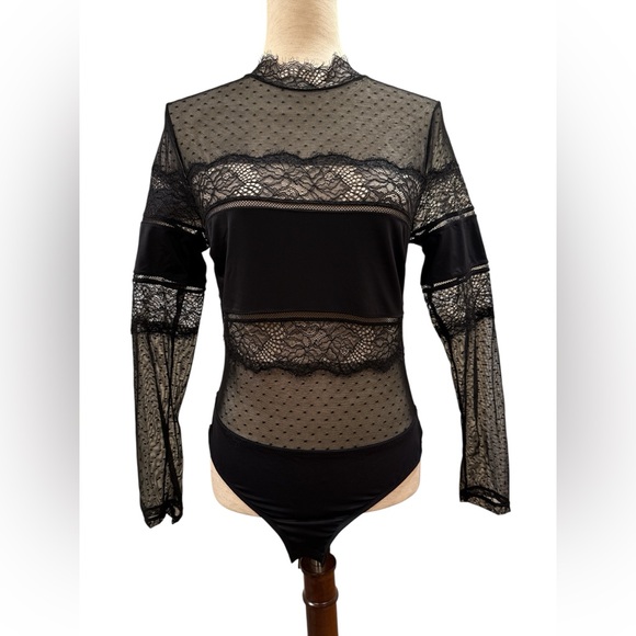 Thistle and Spire Black Lace Bodysuit L - Picture 1 of 6